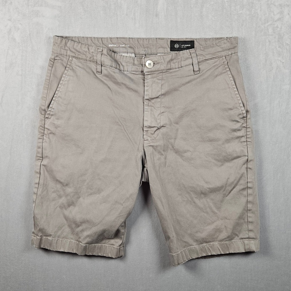 Adriano Goldschmied Griffin Tailored‎ Shorts Mens 33 Grey Khaki Relaxed Taper